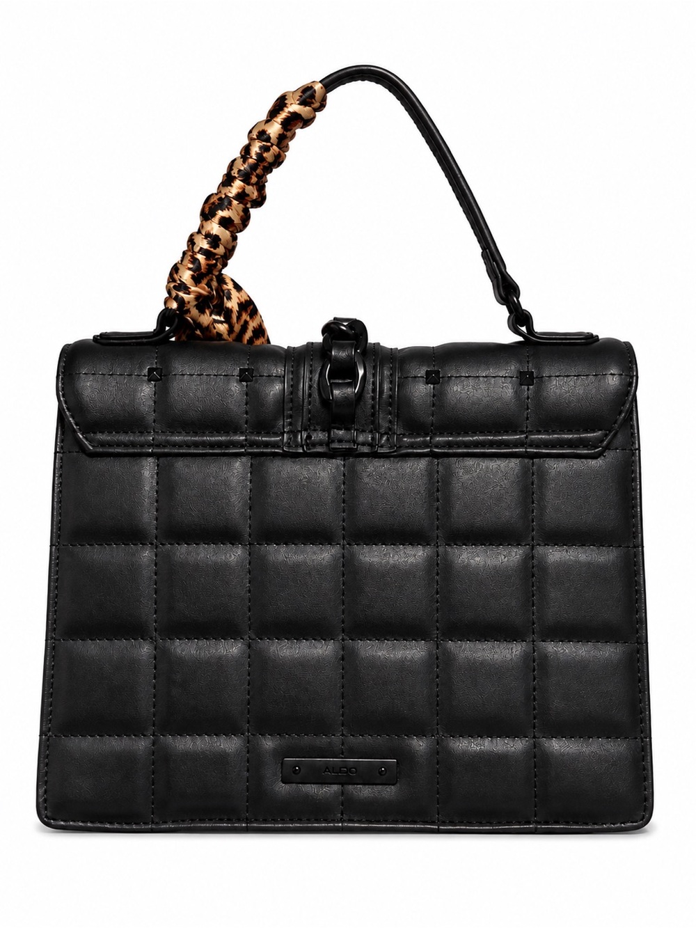 ALDO Honeey Black Quilted Top Handle Bag – EUC – Scarf & Bow Charm Included - Picture 2 of 7